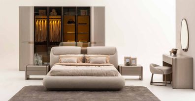 Komplettes Schlafzimmer Bett + 2x Nachttische Modern Schminktisch Set 7tlg