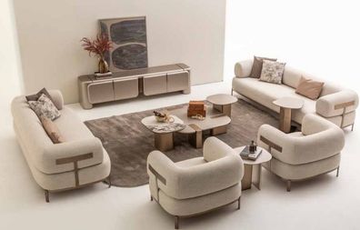 Designer Wohnzimmer Set Sofa 4 + 3 + 1 + 1 Sitzer Moderner Couchtisch Komplettes
