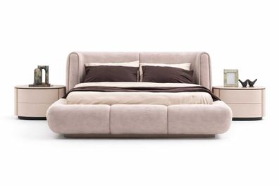 Komplettes Schlafzimmer Set Bett Modern 2x Nachttische Designer Beige