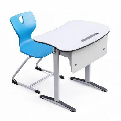 Ergonomische Schulbank mit modernem Stuhl Set in Blau Farbdesign