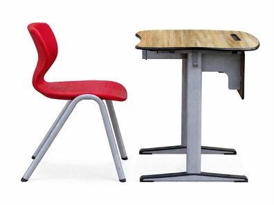 Ergonomische Schulbank mit modernem Stuhl Set in Holzoptik Design