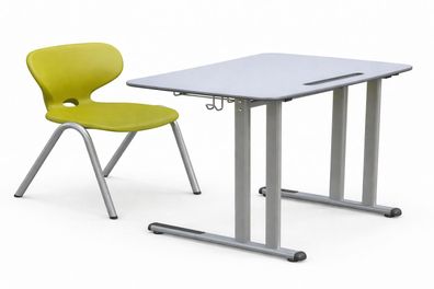Modernes Schulmöbel Set mit Tisch und Stuhl in Grün und Metallgestell