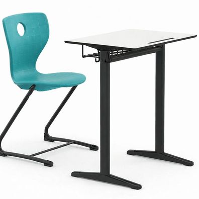 Schulmöbel Set Schulbank mit Stuhl Metallgestell modern kompakt