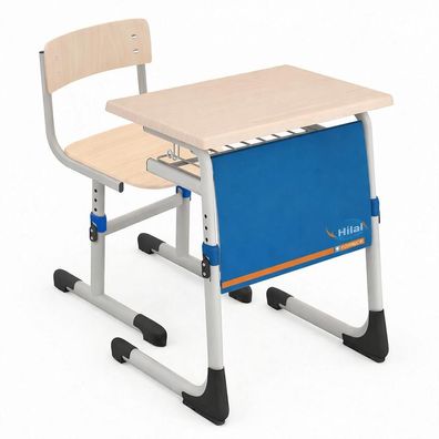 Schulmöbel Set höhenverstellbar mit Holzoptik und Metallgestell