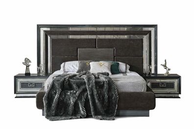 Eleganter Bett mit 2x Nachttische Stilvolles Möbel Schlafzimmer Set 3tlg