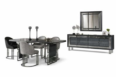 Elegantes Esszimmer Set Esstisch mit 4x Stühle Modernes Sideboard