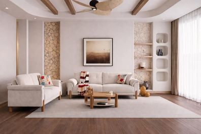 Modernes Wohnzimmer-Set mit zwei eleganten 3-Sitzer Sofas in Weiß