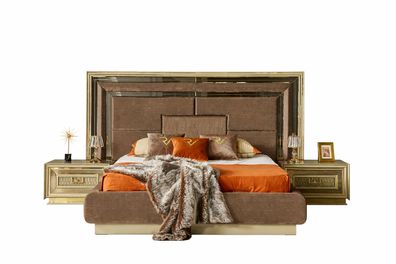 Exklusives Set Bett mit Nachttischen Modern und praktisch mit Stauraum