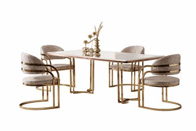 Stilvoller Esstisch mit 4 Stühlen Luxuriöses Esszimmer Set Modern Design