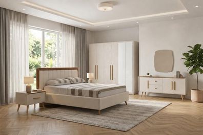 Luxuriöses Schlafzimmer Set: Bett Schrank und stilvolle Nachttische
