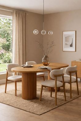 Stilvolles braunes Esszimmer-Set Esstisch aus Holz Stühle Esszimmermöbel