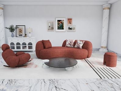 Wohnzimmer Eleganter Sofa Set 3 + 1 Sitzer Design Couchtisch Polster Hocker