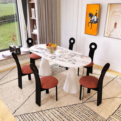 Essgruppe Luxuriöses Esstisch mit 6x Stühlen Modernes Möbel Set 7tlg