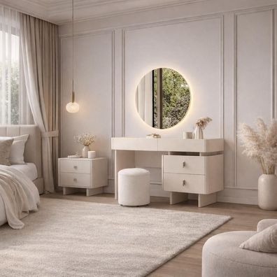 Modernes beiges Schlafzimmer-Set Kommode weicher Hocker Schlafzimmermöbel