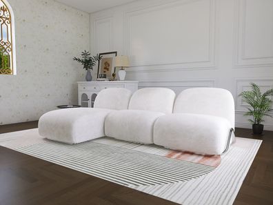 Weiße Ecksofa L-Form mit Holzgestell Moderne Design Wohnzimmermöbel