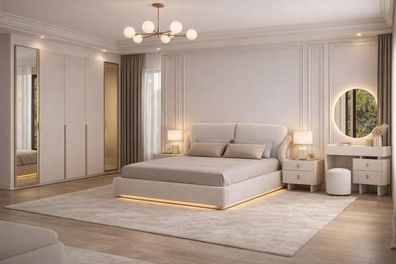 Stilvolles Schlafzimmer-Set Bett Kleiderschrank Nachttische Kommode 6 tlg