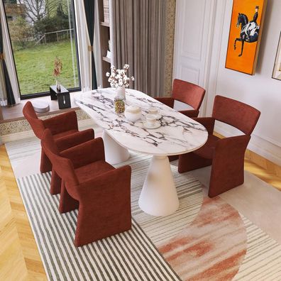 Esszimmer Set Esstisch 4x Stühle Design Komplett Luxuriöses Esszimmermöbel