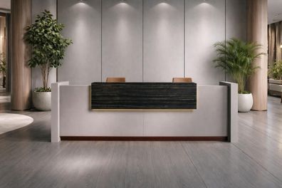 Moderne Graue Empfangstheke Exklusive Arbeitszimmer Holz Möbel