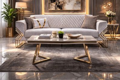 Komfortabler 3-Sitzer Luxuriöser Couchtisch Modernes Wohnzimmer Set