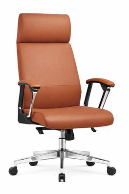 Ergonomischer Chefsessel Terrakotta Kunstleder und Chromrahmen