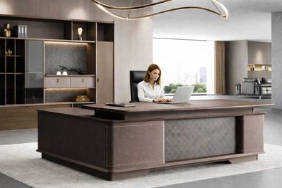 Moderner Eckschreibtisch mit Büroschrank Set Elegante Büroeinrichtung