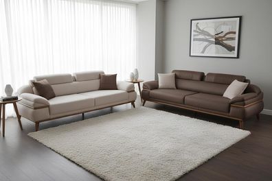 Hochwertiges Sofa Set Beige Braun modernes Design für Wohnräume