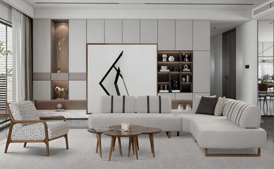 Modernes Ecksofa Set Beige mit bequemen Sesseln für Ihr Wohnzimmer