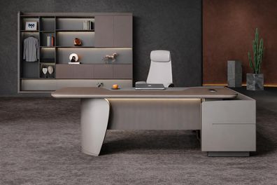 Modernes Chefschreibtisch-Set mit Büroschrank und ergonomischem Sessel