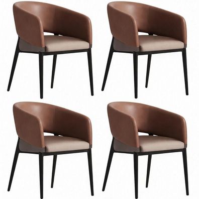 Set aus 4 modernen Bürostühlen mit Leder und eleganten Metallbeinen