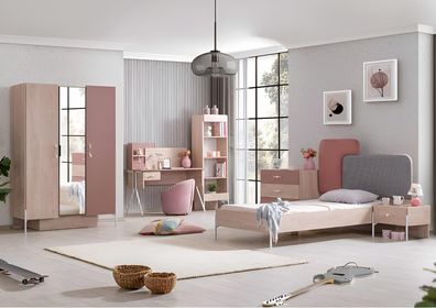 Schlafzimmer Set mit Bett Kommode Nachttisch und Schreibtisch