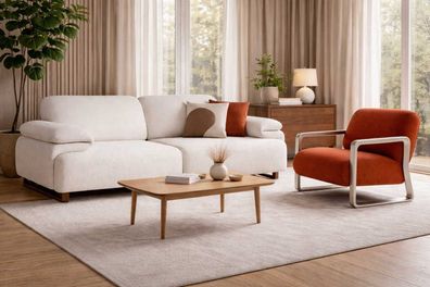 Schicker Wohnzimmer Dreisitzer Designer Polstersessel Luxus 2tlg Set