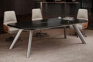 ExecutiveLine Konferenz-Set mit Tisch und 3 Leder-Drehstühlen