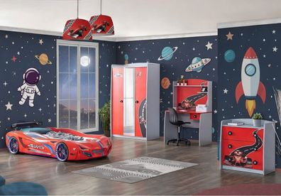 Kinderzimmer Set mit Bett im Rennwagen Design und Schreibtisch