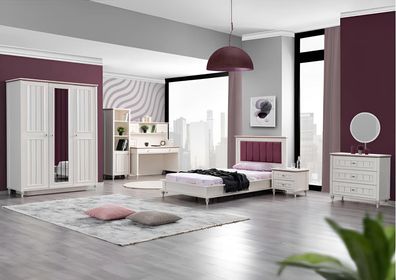 Modernes Schlafzimmer Set mit Bett Schrank Schminktisch und Schreibtisch