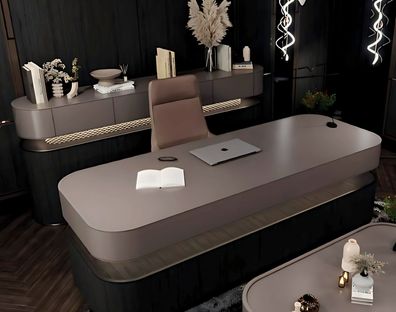 Luxuriöses Büro Set Schreibtisch Couchtisch Bürostuhl und Konsole in Beige