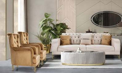 3 + 1 + 1 Sitzer Set: Sofa mit zwei Sesseln im einheitlichen Design