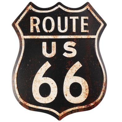 Moritz Blechschild 40 x 50 cm Route 66 US Straßenschild schwarz Retro Vintage Tin sig