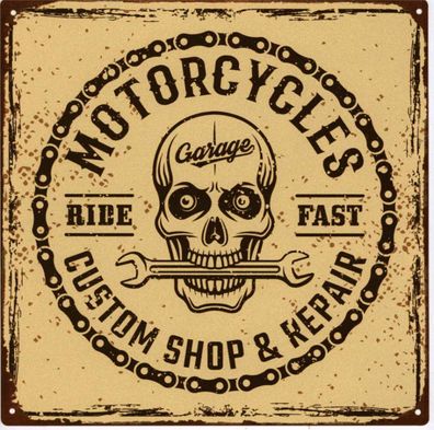 Moritz Deko Blechschild Motorrad Werkstatt 30x30 Vintage-Design Metall Deko Schild