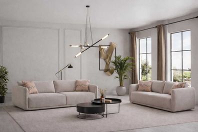 Elegante Beige Sofagarnitur Stilvoller 4-Sitzer Designer Dreisitzer