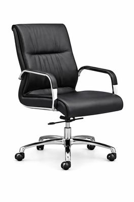 Ergonomischer Chefsessel mit schwarzem Kunstleder und Chromgestell