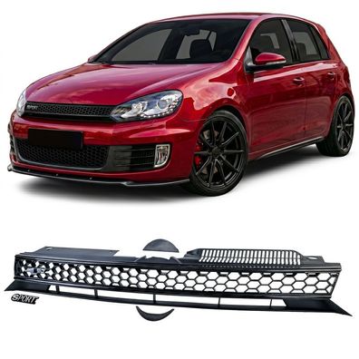 Sport Kühlergrill Schwarz Glanz ohne Emblem für VW Golf 6 auch GTI + R