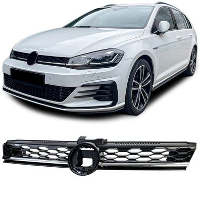 Waben Kühlergrill Schwarz Glanz mit Chromleiste für VW Golf 7.5 Facelift 17-20