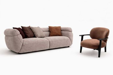 Modern Sofagarnitur 3 + 1 Sitzer Designer Wohnzimmer Beige Polstermöbel