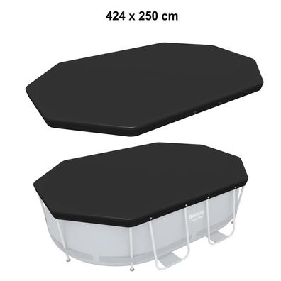 Bestway Poolabdeckung 424x250cm rechteckig Cover PVC schwarz Plane 418x230 Pool