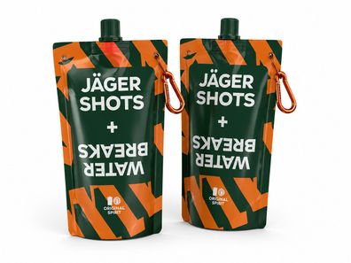 Jägermeister Festival Trinkbeutel 2er Set - Faltbare Wasserbeutel mit Karabiner