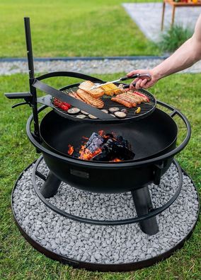 Multifunktionale Feuerschale 60cm Bandito mit Grillrost 50 cm
