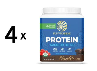 4 x Sunwarrior Warrior Blend Organic (375g) Chocolate