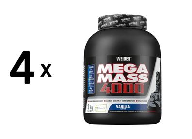 4 x Weider Mega Mass 4000 (3000g) Vanilla