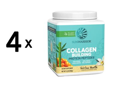 4 x Sunwarrior Collagen Building Protein Peptides (500g) Tahitian Vanilla