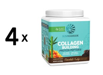 4 x Sunwarrior Collagen Building Protein Peptides (500g) Chocolate Fudge